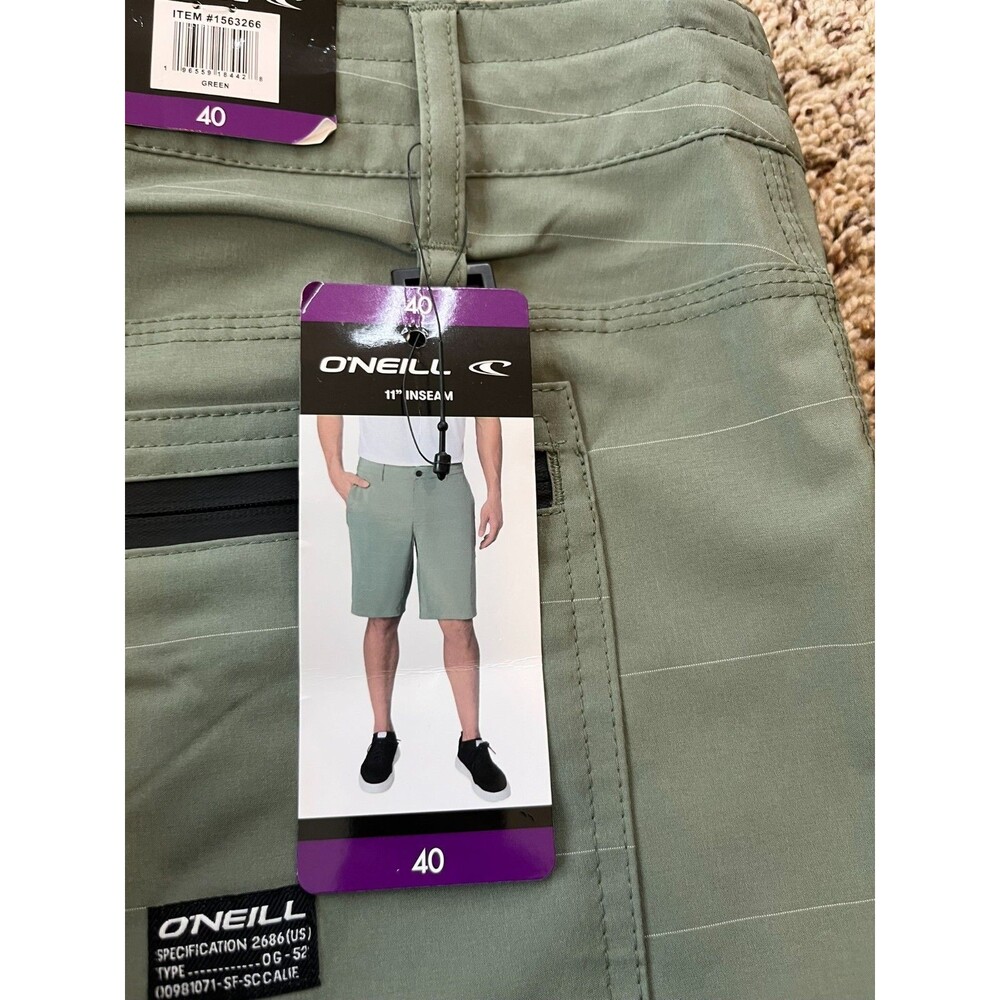 NWT O'Neill Men’s Hybrid Shorts - Size 40 - Sage Green - 11” Inseam - Quick Dry - Picture 7 of 9